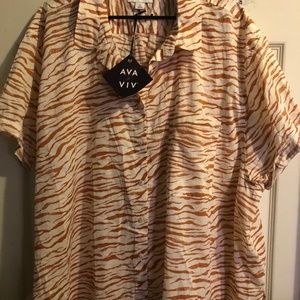 - - Ava & Viv 3x animal print shirt NWT